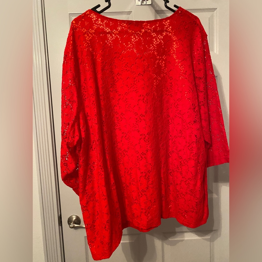 Red 3X Ladies Blouse - Picture 2 of 3